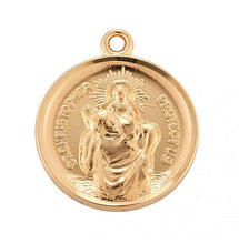 Load image into Gallery viewer, Saint Christopher Round Gold Over Sterling Silver Medal
