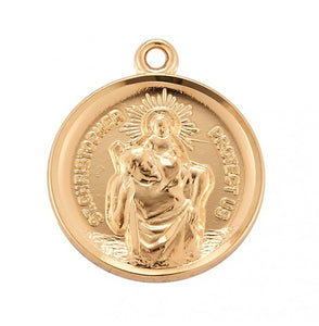 Saint Christopher Round Gold Over Sterling Silver Medal