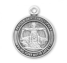 Load image into Gallery viewer, Saint Christopher Round Sterling Silver Medal
