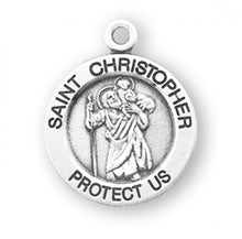 Load image into Gallery viewer, Saint Christopher Round Sterling Silver Medal
