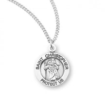 Load image into Gallery viewer, Saint Christopher Traditional Protect Us Round Sterling Silver Medal
