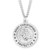 Load image into Gallery viewer, Saint Christopher Round Sterling Silver Medal
