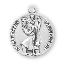 Load image into Gallery viewer, Saint Christopher Round Sterling Silver Medal
