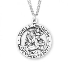 Load image into Gallery viewer, Saint Christopher Round Sterling Silver Medal
