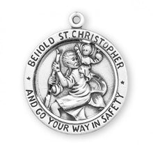 Load image into Gallery viewer, Saint Christopher Round Sterling Silver Medal
