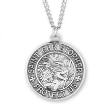 Load image into Gallery viewer, Saint Christopher Round Sterling Silver Medal
