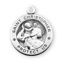 Load image into Gallery viewer, Saint Christopher Round Sterling Silver Medal
