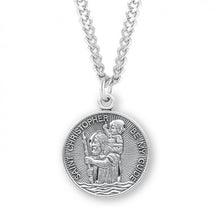 Load image into Gallery viewer, Saint Christopher Round Sterling Silver Medal
