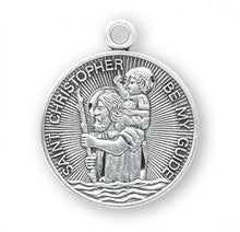 Load image into Gallery viewer, Saint Christopher Be My Guide Round Sterling Silver Medal
