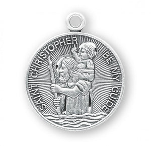 Saint Christopher Be My Guide Round Sterling Silver Medal