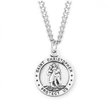 Load image into Gallery viewer, Saint Christopher Round Sterling Silver Medal
