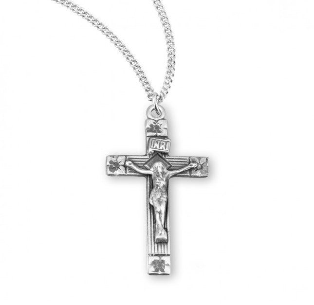 Flower Tipped Sterling Silver Crucifix