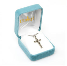 Load image into Gallery viewer, Flower tipped crucifix pendant.
