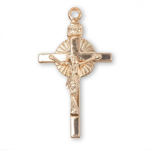 Sun Burst Gold Over Sterling Silver Crucifix