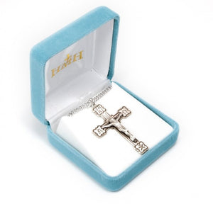 Alpha and Omega crucifix pendant.