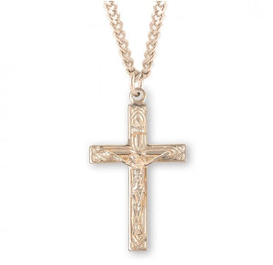 Art Deco Style Gold Over Sterling Silver High Polished Crucifix