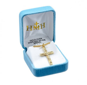 Art deco high polished crucifix pendant.