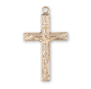 Art Deco Style Gold Over Sterling Silver High Polished Crucifix