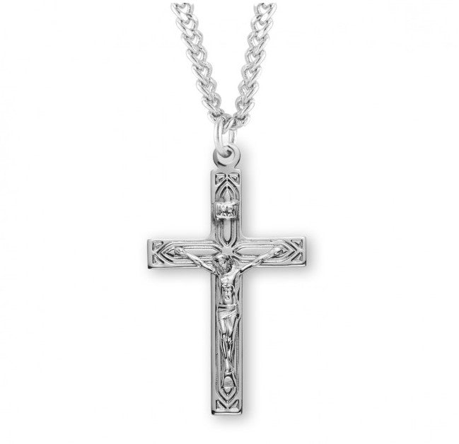 Art Deco Style Sterling Silver High Polished Crucifix