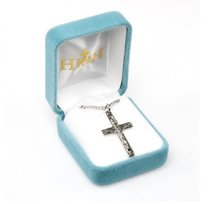 Art deco high polished crucifix pendant.