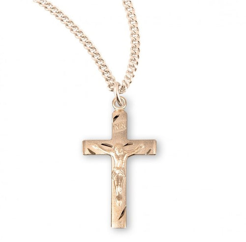 Basic Engraved Gold Over Sterling Silver Crucifix