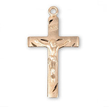 Load image into Gallery viewer, Basic Engraved Gold Over Sterling Silver Crucifix
