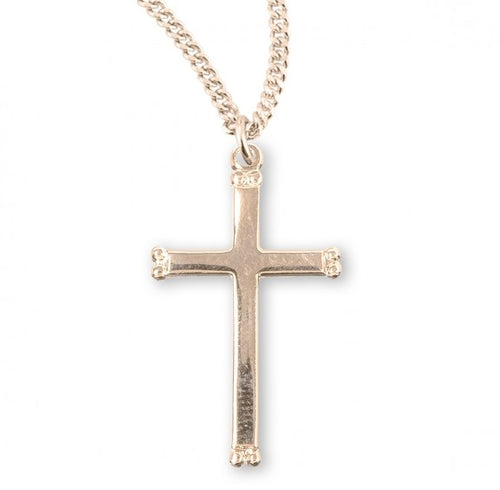 Beaded End Gold Over Sterling Silver Cross