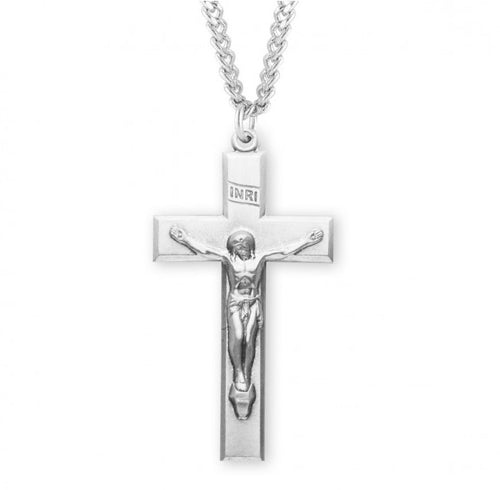 Beveled Edge Sterling Silver Crucifix