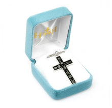 Load image into Gallery viewer, Black enameled flowered cross
