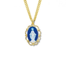 Load image into Gallery viewer, Dark Blue Gold Over Sterling Silver Cameo Miraculous Medal
