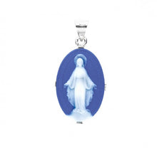 Load image into Gallery viewer, Ornate Dark Blue Sterling Silver Cameo Miraculous Medal
