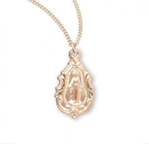 Fancy Petite Baroque Miraculous Medal Gold Over Sterling Silver