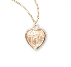 Gold Over Sterling Silver Heart Shaped Miraculous Medal