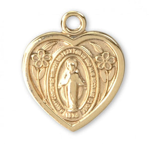 Madonna Petite Gold Over Sterling Silver Heart Shaped Miraculous Medal