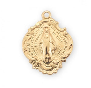 Fancy Baroque Style Gold Over Sterling Silver Miraculous Medal