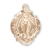 Load image into Gallery viewer, Fancy Gold Over Sterling Silver Miraculous Medal Necklace
