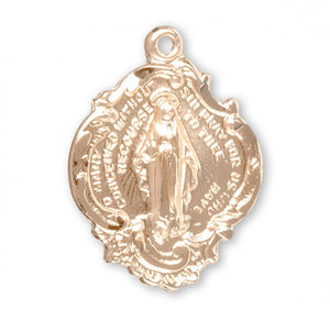 Fancy Gold Over Sterling Silver Miraculous Medal Necklace