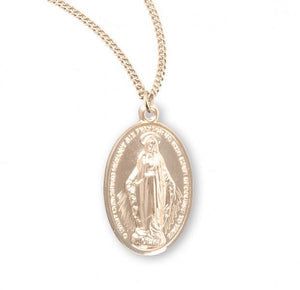 Oval Madonna Miraculous Medal Gold Over Sterling Silver