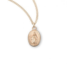 Load image into Gallery viewer, Small Delicate Gold Over Sterling Silver Oval Miraculous Medal
