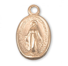 Load image into Gallery viewer, Small Delicate Gold Over Sterling Silver Oval Miraculous Medal
