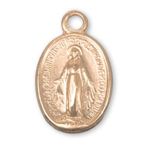 Small Delicate Gold Over Sterling Silver Oval Miraculous Medal