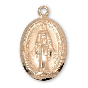 Traditional Miraculous Medal Gold Over Sterling Silver Oval