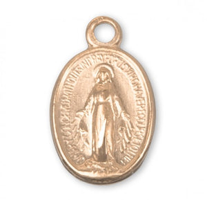 Petite Miraculous Medal Gold Over Sterling Silver Oval  Pendant