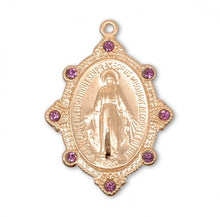 Load image into Gallery viewer, Swarovski Crystal Gold Over Sterling Silver Oval Miraculous Medal
