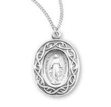 Load image into Gallery viewer, Miraculous Medal Oval Sterling Silver &quot;Crown of Thorns&quot; Medal
