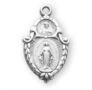 Sterling Silver Miraculous Medal Scapular Combination