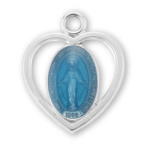 Sterling Silver Blue Enameled Miraculous Medal