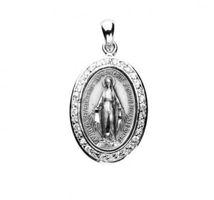 Sterling Silver Crystal Cubic Zirconia Miraculous Medal