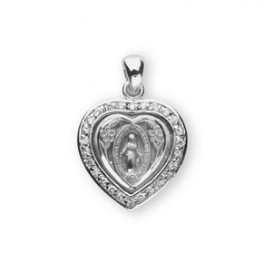 Sterling Silver Crystal Cubic Zirconia Miraculous Medal