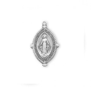 Sterling Silver Double Pointed Oval Miraculous Medal